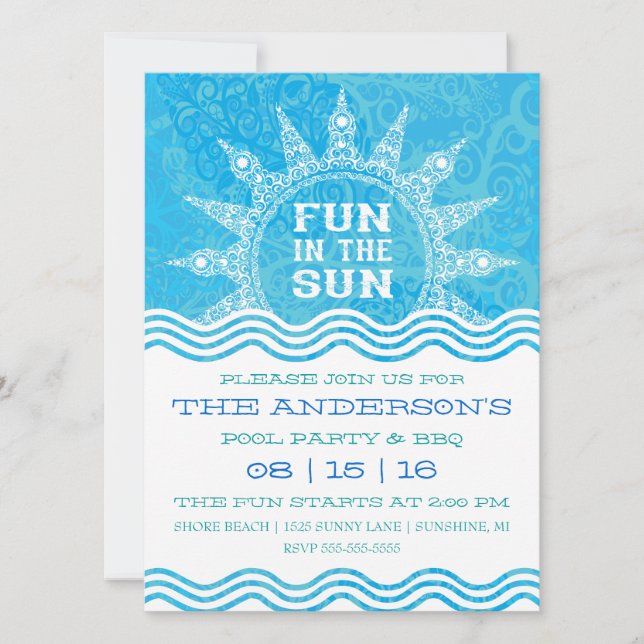 Fun in the Sun Pool Party Invitation (Front)