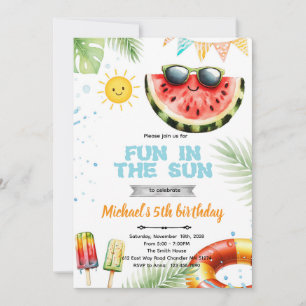 Fun in the sun pool theme invitation