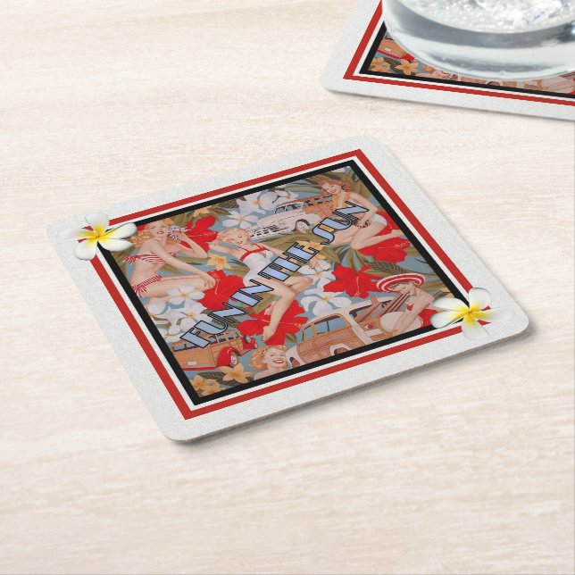 Fun in the Sun Square Paper Coaster (Angled)