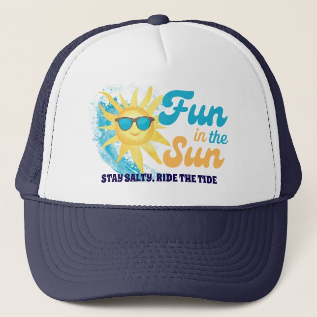 Fun in the Sun – Stay Salty, Ride the Tide Beach Trucker Hat (Front)