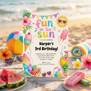 Fun in the Sun Tropical Summer Birthday Invitation