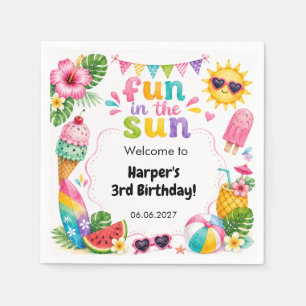 Fun in the Sun Tropical Summer Birthday Napkin