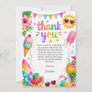 Fun in the Sun Tropical Summer Birthday Thank You Card