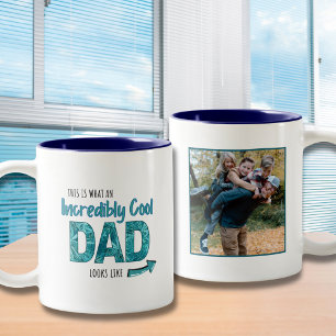Fun Incredibly Cool Dad Custom Photo Gift Birthday Two-Tone Coffee Mug