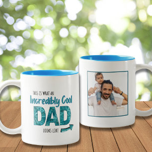 Fun Incredibly Cool Dad – Light Blue New Dad Gift Two-Tone Coffee Mug