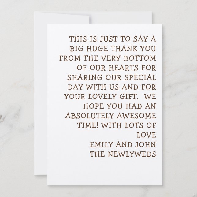 Fun informal Typography Photo Wedding Thank You Card (Front)