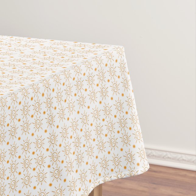 Fun Initial Letter Monogram Hand Drawn Sun Tablecloth (In Situ)