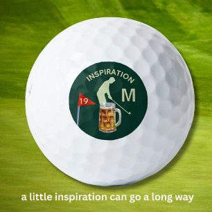 Fun Inspirational 19th Hole Beer Monogram  Golf Balls
