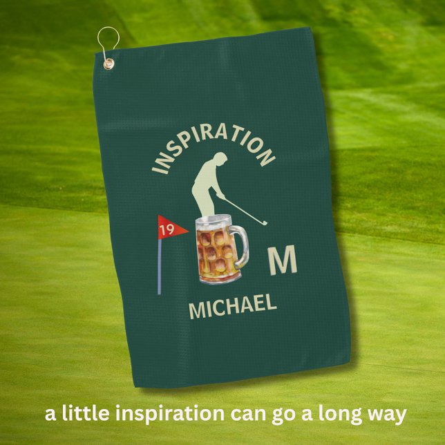 Fun Inspirational 19th Hole Cocktail Monogram Name Golf Towel (Creator Uploaded)