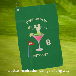 Fun Inspirational 19th Hole Cocktail Monogram Name Golf Towel