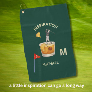 Fun Inspirational 19th Hole Cocktail Monogram Name Golf Towel