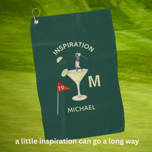 Fun Inspirational 19th Hole Cocktail Monogram Name Golf Towel