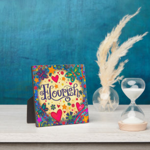 Fun Inspirational Floral Colourful Flourish Plaque