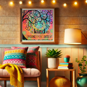 Fun Inspiring One Kind Word Classroom Poster