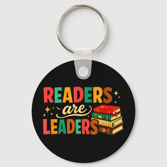 Fun inspiring readers are leaders book lovers key ring (Front)