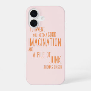 Fun Inventor Quote Minimalist Typography Orange iPhone 16 Case