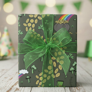 Fun Irish St Patricks Day Leprechaun Shamrock Luck Wrapping Paper