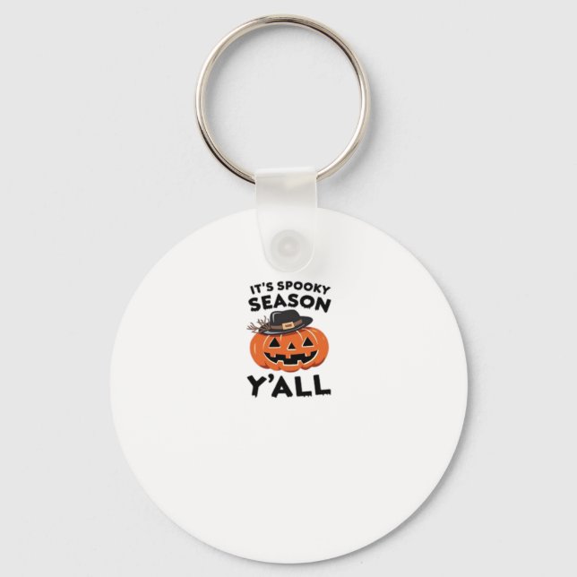 Fun It’s Spooky Season Y’all Pumpkin Design Key Ring (Front)