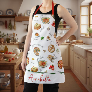 Fun Italian Food Lover Kitchen Script Apron