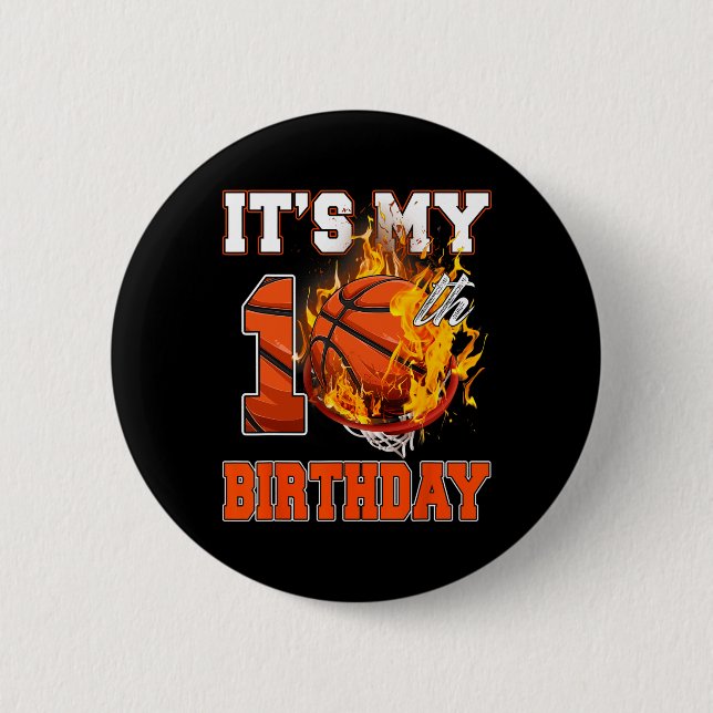 Fun It's My 10th Birthday 10 Years Old Basketball  6 Cm Round Badge (Front)
