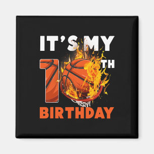 Fun It's My 10th Birthday 10 Years Old Basketball  Magnet