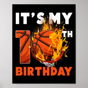 Fun It's My 10th Birthday 10 Years Old Basketball Poster