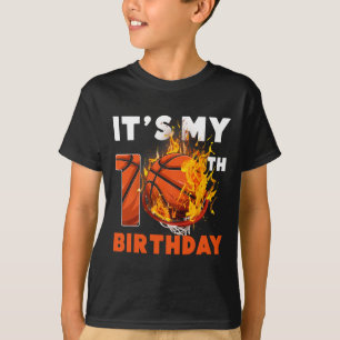 Fun It's My 10th Birthday 10 Years Old Basketball  T-Shirt