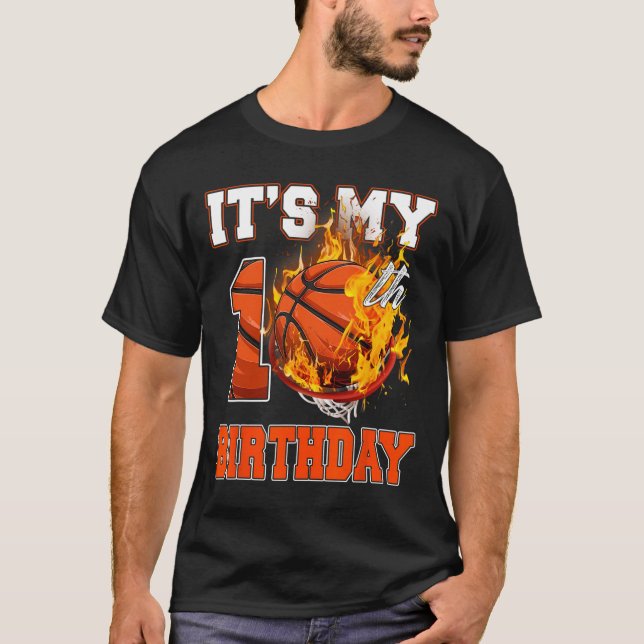 Fun It's My 10th Birthday 10 Years Old Basketball  T-Shirt (Front)