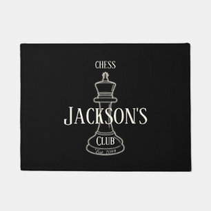 Fun Ivory King Chess Piece with Name Doormat