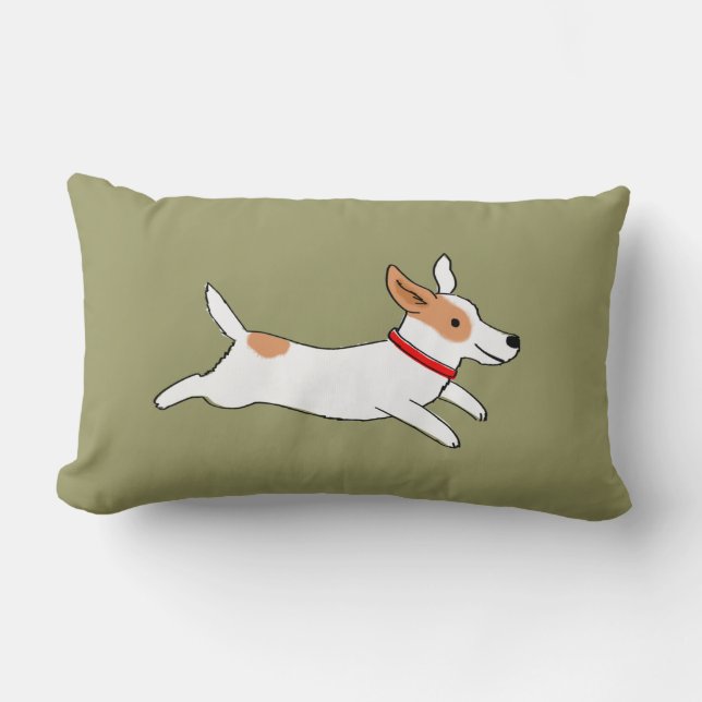 Fun Jack Russell Terrier Cute Dog Running Lumbar Cushion (Front)