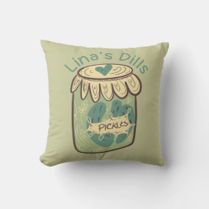 Fun Jar of Pickles Dill Green Food Lover Cushion