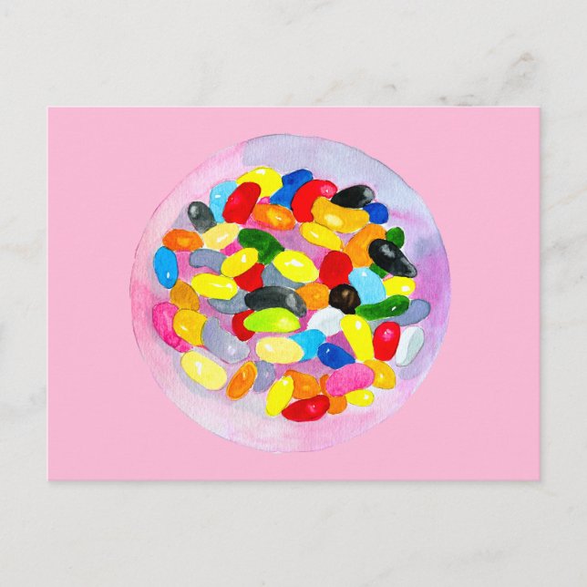 Fun jelly candy beans watercolor postcard (Front)