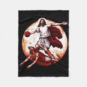 Fun Jesus Crossing Up The Devil Christian Bysketby Fleece Blanket