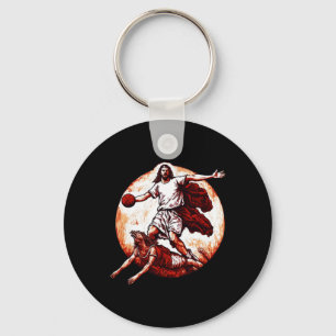 Fun Jesus Crossing Up The Devil Christian Bysketby Key Ring