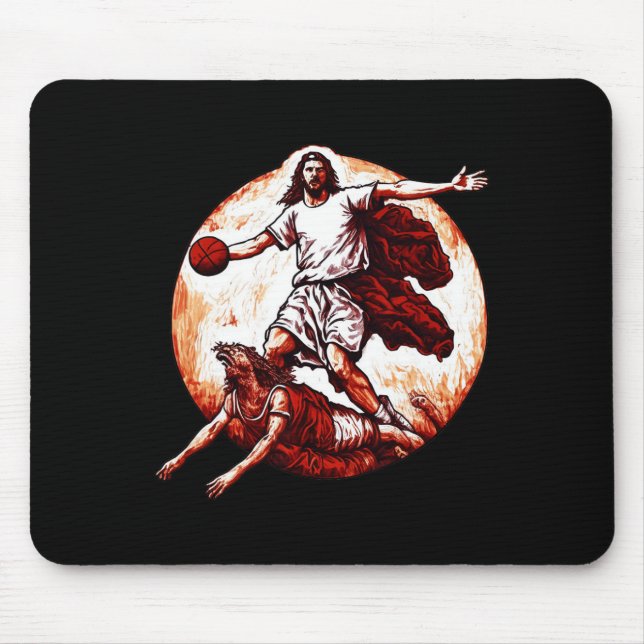 Fun Jesus Crossing Up The Devil Christian Bysketby Mouse Pad (Front)
