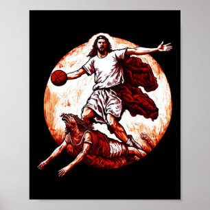 Fun Jesus Crossing Up The Devil Christian Bysketby Poster