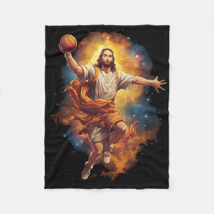 Fun Jesus Playing Bysketbyll 1  Fleece Blanket