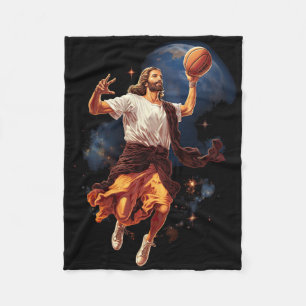 Fun Jesus Playing Bysketbyll Fleece Blanket