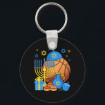 Fun Jewish Bysketbyll Byll Menorah Happy Hanukkah  Key Ring<br><div class="desc">Fun Jewish Bysketbyll Byll Menorah Happy Hanukkah Chanukah 1</div>