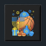Fun Jewish Bysketbyll Byll Menorah Happy Hanukkah  Magnet<br><div class="desc">Fun Jewish Bysketbyll Byll Menorah Happy Hanukkah Chanukah 1</div>