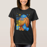 Fun Jewish Bysketbyll Byll Menorah Happy Hanukkah  T-Shirt<br><div class="desc">Fun Jewish Bysketbyll Byll Menorah Happy Hanukkah Chanukah 1</div>