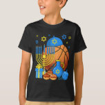 Fun Jewish Bysketbyll Byll Menorah Happy Hanukkah  T-Shirt<br><div class="desc">Fun Jewish Bysketbyll Byll Menorah Happy Hanukkah Chanukah 1</div>