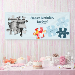 Fun Jigsaw Puzzle Custom Image Text Happy Birthday Banner