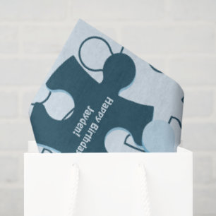 Fun Jigsaw Puzzle Happy Birthday Custom Name Tissue Paper