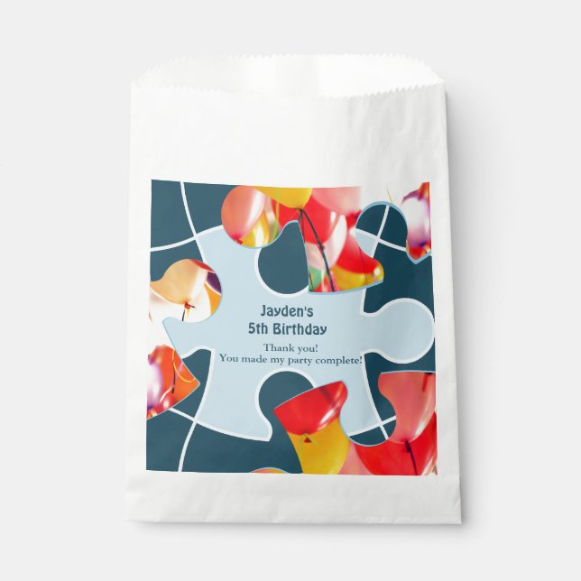 Fun Jigsaw Puzzle Kids Birthday Event Thank You  Favour Bags (Front)