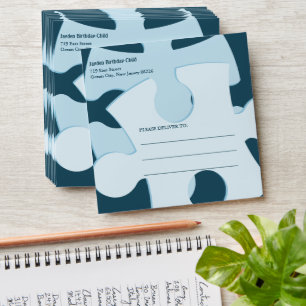 Fun Jigsaw Puzzle Kids Birthday Square  Envelope