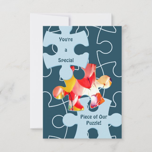 Fun Jigsaw Puzzle Pieces Custom Image Thank You Card (Front)
