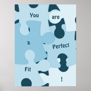 Fun Jigsaw Puzzle Pieces Custom Motivational Text Poster