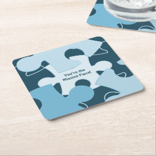 Fun Jigsaw Puzzle Pieces Motto Square Paper Coaster
