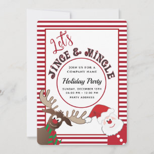 Fun Jingle & mingle Santa reindeer  holiday party  Invitation